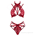 Hot Selling Sexy Red Lingerie Bra Panty Set